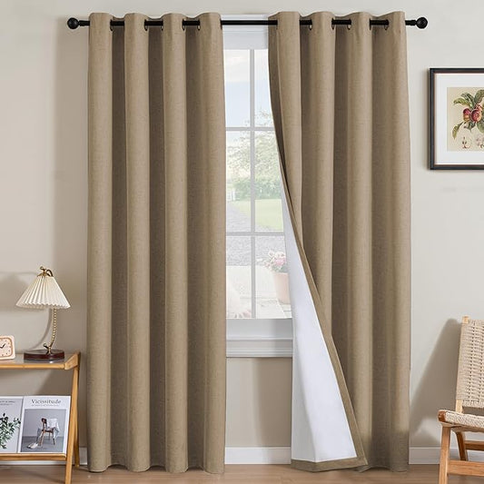 H.VERSAILTEX Linen Curtains 100% Blackout Curtains by HVERSAILTEX