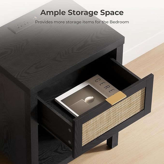 SICOTAS Black Nightstands Set of 2 - Image 5