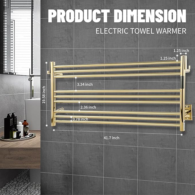 K&KALONZO Towel Warmer for Bathroom, Wall-Mounted 9-Bar Heated Towel Rack - Image 6