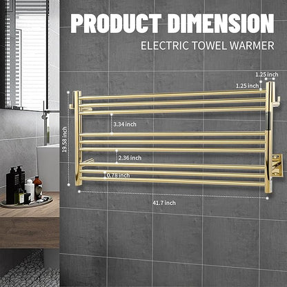 K&KALONZO Towel Warmer for Bathroom, Wall-Mounted 9-Bar Heated Towel Rack - Image 6