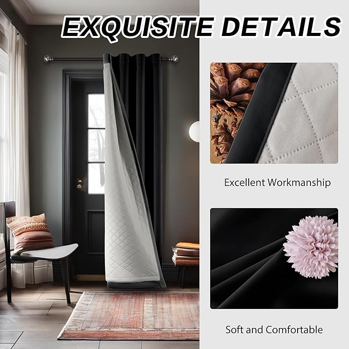 Soundproof 3 Layers Heavy Curtains Full Blackout Thermal Insulating Curtains - Image 6
