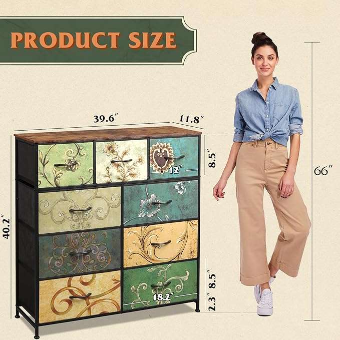 WLIVE 9-Drawer Dresser, Fabric Storage Tower - Image 3