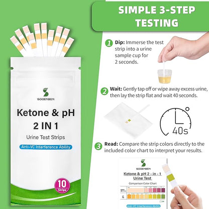2-in-1 Ketone Test Strips, 100cts Keto and pH Strips Urine Test - Image 4