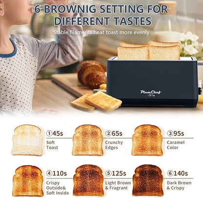 4-Slice Toaster, Extra Wide Long Slot Toaster, 6 Browning Settings, - Image 6