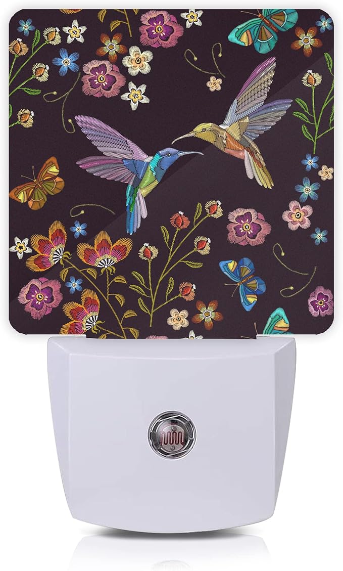 Smoaffly Vintage Hummingbird Butterfly Flowers Night Light Plug-in LED by Smoaffly