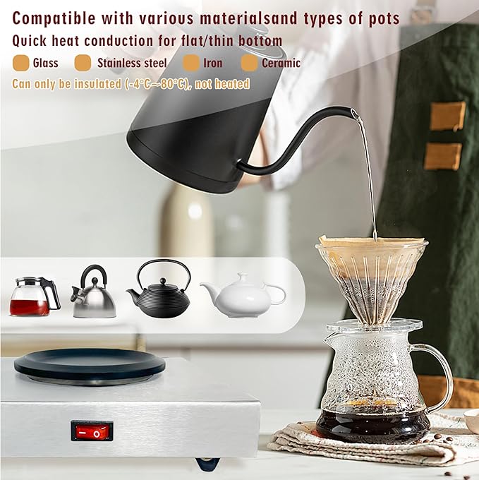 Commercial Coffee Warmer, 60W 176℉ Single Burner Decanter Warmer Plate - Image 5