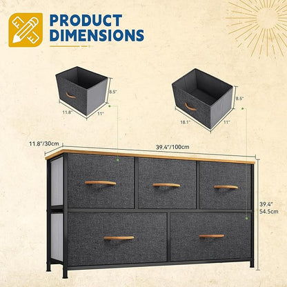 DWVO Dresser for Room with 5 Drawers - Image 3