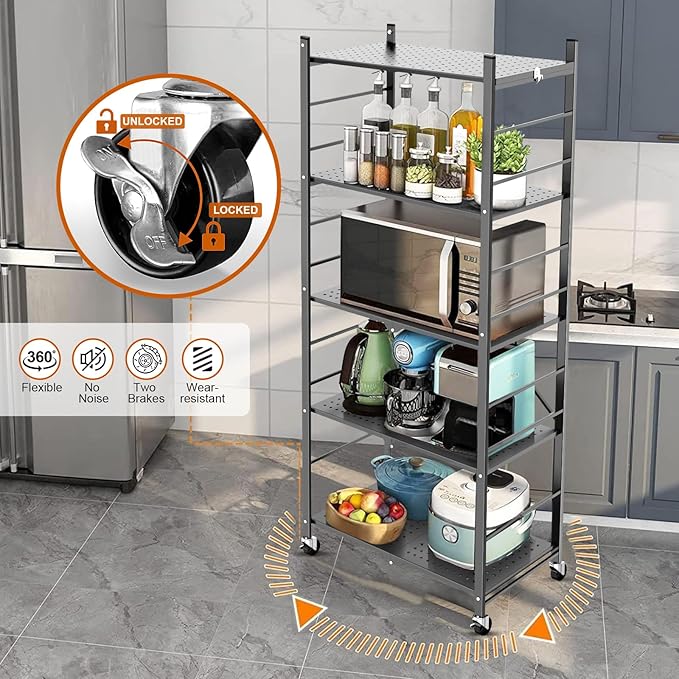 Himix Storage Shelves with 20 Hooks, 5-Tier Foldable Shelves - Image 4