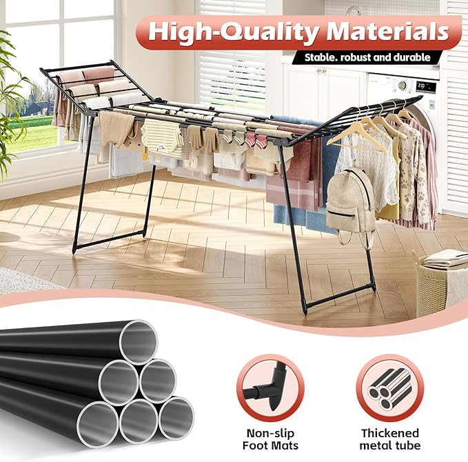 APEXCHASER Clothes Drying Rack Foldable, Large Drying Rack Clothing Retractable - Image 5