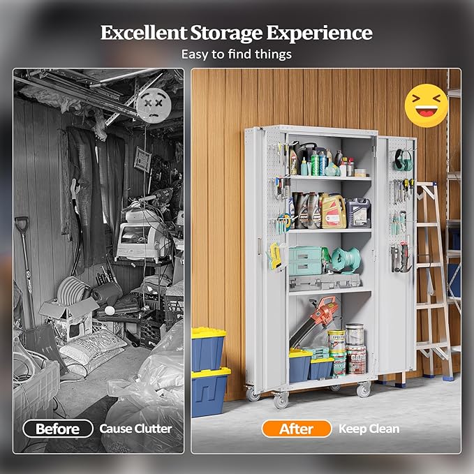 VINGLI 72'' Tall Garage Storage Cabinet, Metal Storage Cabinet - Image 9