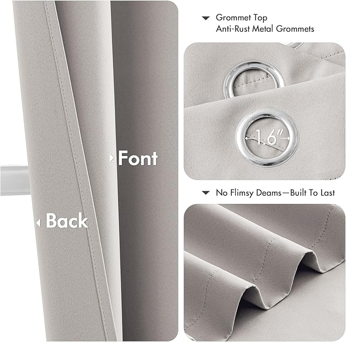 MIULEE Stone Blackout Curtains for Bedroom Living Room 72 Inches Long 2 Panels - Image 4