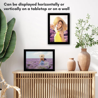 Americanflat A4 Picture Frame with Shatter-Resistant Glass - Set of 2-8.3x11.7 Frame with Engineered Wood - Signature Collection - A4 Frames for Tabletop and Wall Display - Black