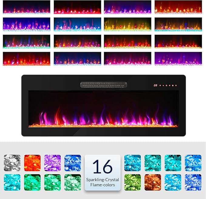 BELLEZE 42" Electric Fireplace Heater, 1400 W Recessed & Wall Mounted Electric - Image 3
