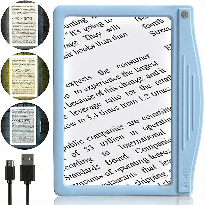 MagniPros 5X Rechargeable Large Ultra Bright LED Page Magnifier by MagniPros