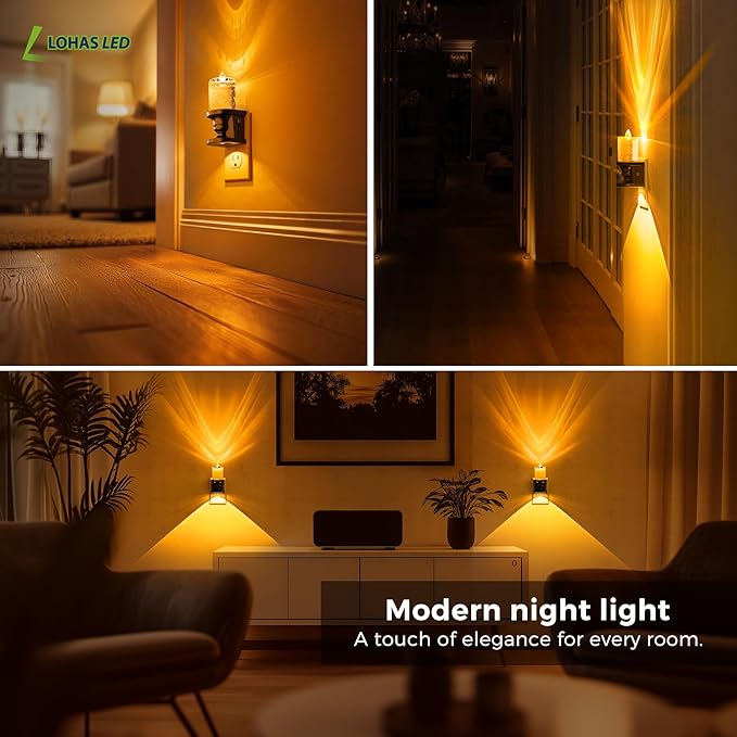L LOHAS LED Flameless Candle Night Light, 2 Pack Amber Night Lights Plug into - Image 6