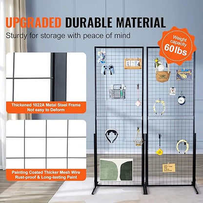 VEVOR 2 x 5.6 in Grid Wall Panels, 2 Packs Wire Gridwall Display Racks Tower - Image 3