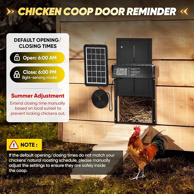 Sakerplus Automatic Chicken Coop Door Solar Powered, Automatic Chicken Door - Image 2