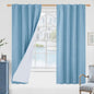 LAMIT Blue 100% Blackout Linen Curtains, 63 Inches Linen Textured Thermal by LAMIT