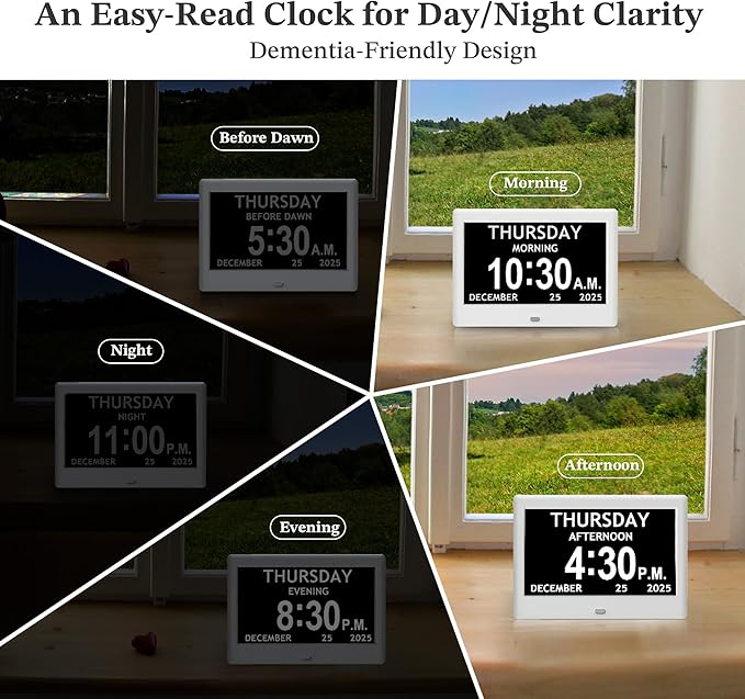 7'' Dementia Clock For Seniors, Large Display Digital Clock - Image 6