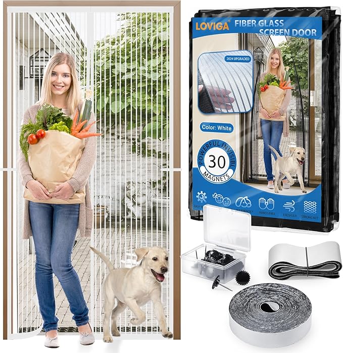 Heavy Duty Door Screen Magnetic Closure, LOVIGA Thickened Fiberglass Screen - Image 2