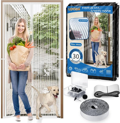 Heavy Duty Door Screen Magnetic Closure, LOVIGA Thickened Fiberglass Screen - Image 2