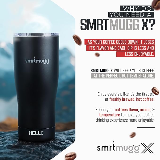 X Heated Coffee Mug 19 oz., 8 Hour Battery Life, Self-Heating, Adjustable Temp - Image 7