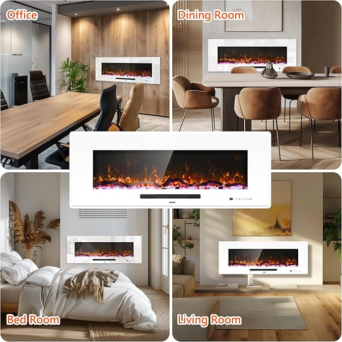 50" Electric Fireplace, Recessed & Wall Mounted Fireplace Heater 13 * 13 Colors - Image 9