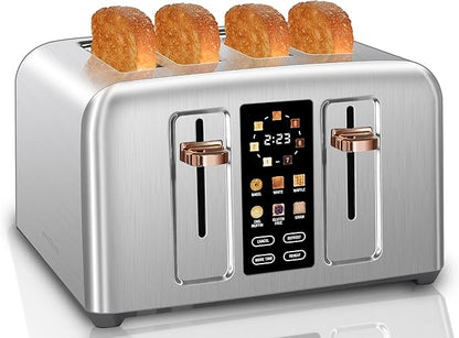 SEEDEEM Toaster 4 Slice, Stainless Toaster & Touch Control, LCD Display by SEEDEEM