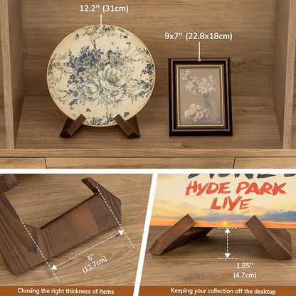 ANBOXIT Bowl Stands for Display, 6.5 Inch Plate Holder, Wooden Easel Frame - Image 3