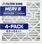 Filter King 8.5x8.5x1 Air Filter | 4-PACK | MERV 8 HVAC Pleated A/C Furnace by FilterKing