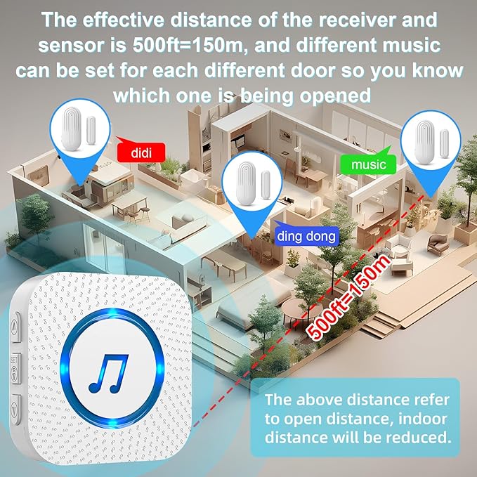 SanJie Door Chime, Door Open Contact Sensor Alarm - Image 7