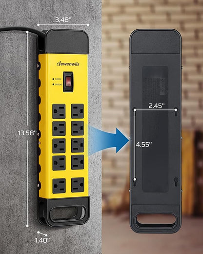 DEWENWILS 10-Outlet Metal Surge Protector Power Strip - Image 7