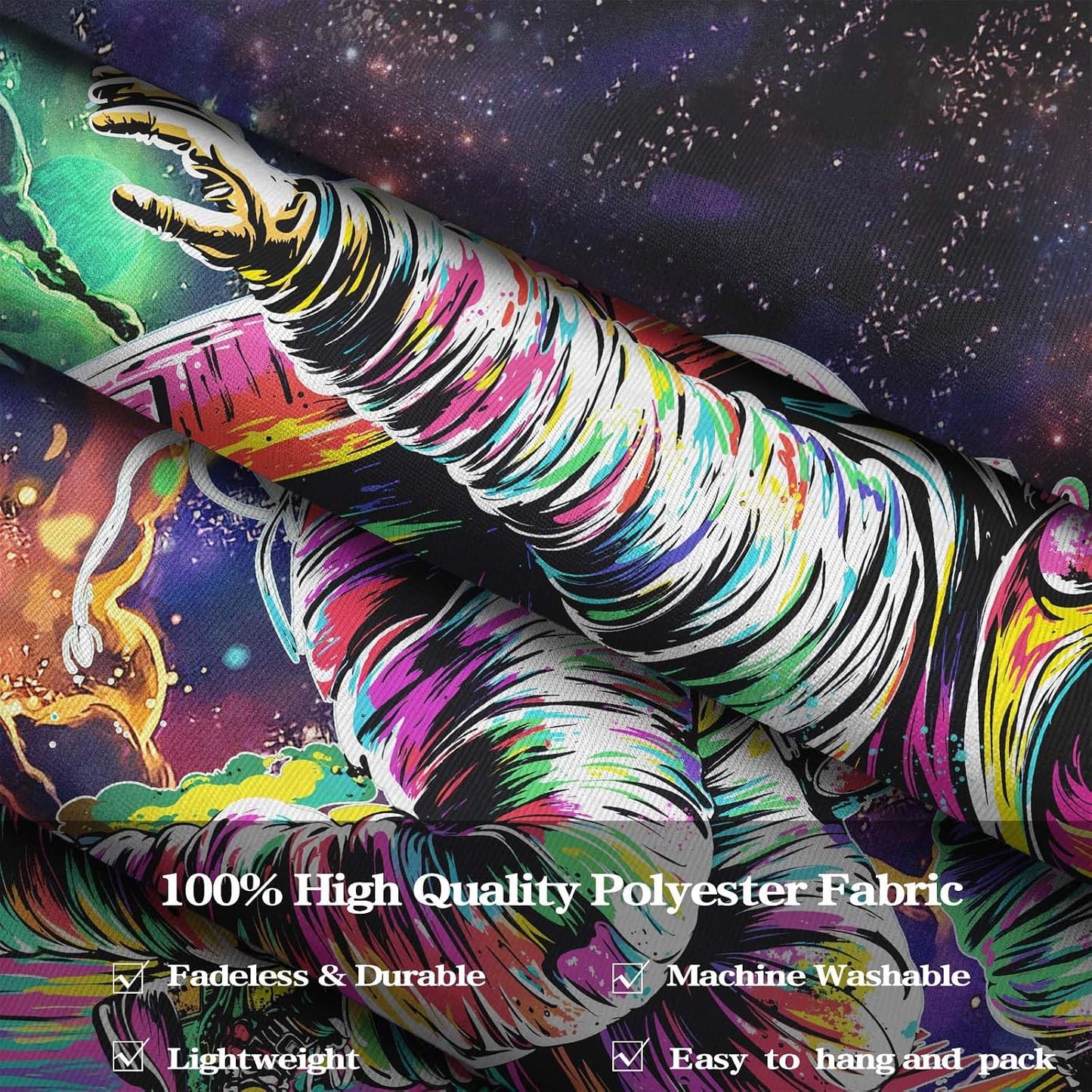 kampdream Astronaut Space Surfer Tapestry, Cosmic Galaxy Planet Art Wall Hanging, Cool Decor Poster for Men's Bedroom/Dorm, 48x36 Inch
