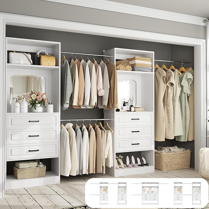 Unikito Closet System with 6 Drawers, 6-14Ft Closet Organizer with Mirror by Unikito