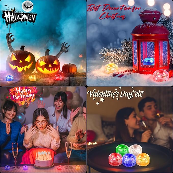 Submersible Led Lights with Remotes, Waterproof Tea Lights Candles Battery - Image 5