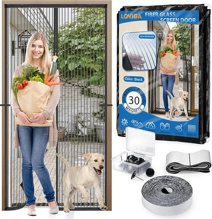 Heavy Duty Door Screen Magnetic Closure, LOVIGA Thickened Fiberglass Screen - Image 2