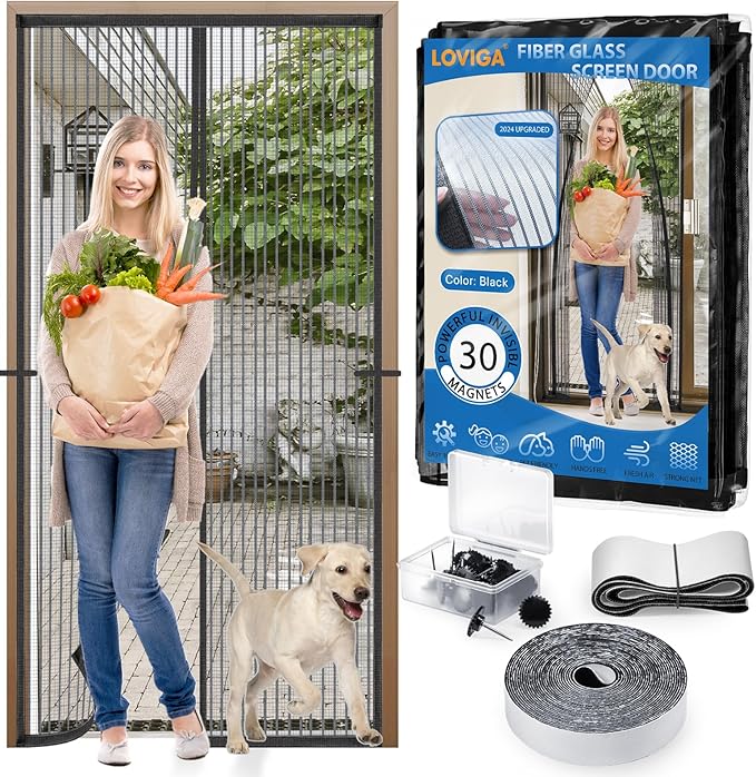 Heavy Duty Door Screen Magnetic Closure, LOVIGA Thickened Fiberglass Screen - Image 2