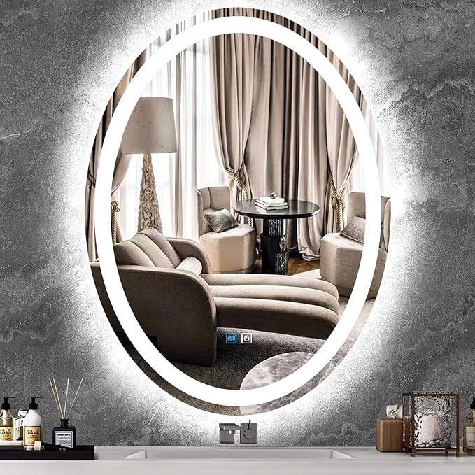 30 x 20 Inch Oval Vanity Mirror by MEIOUKA