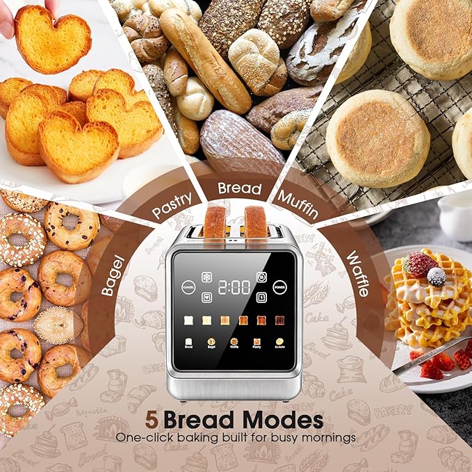 Toaster 4 Slice Long Slot with Digital Touchscreen & 1-Touch Memory - Image 3