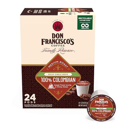 Don Francisco's Decaf 100% Colombia Coffee Pods, Medium Roast, Compatible by DonFranciscosCoffee