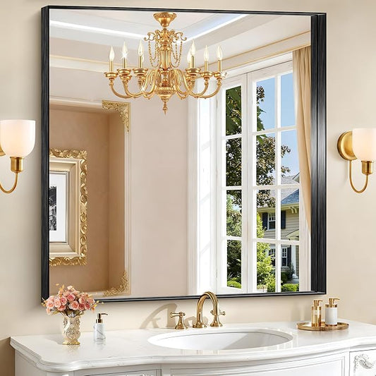 CIRCUMI Black Bathroom Mirror, Brushed Finish, Tempered Glass, Mirror by CIRCUMIMirror