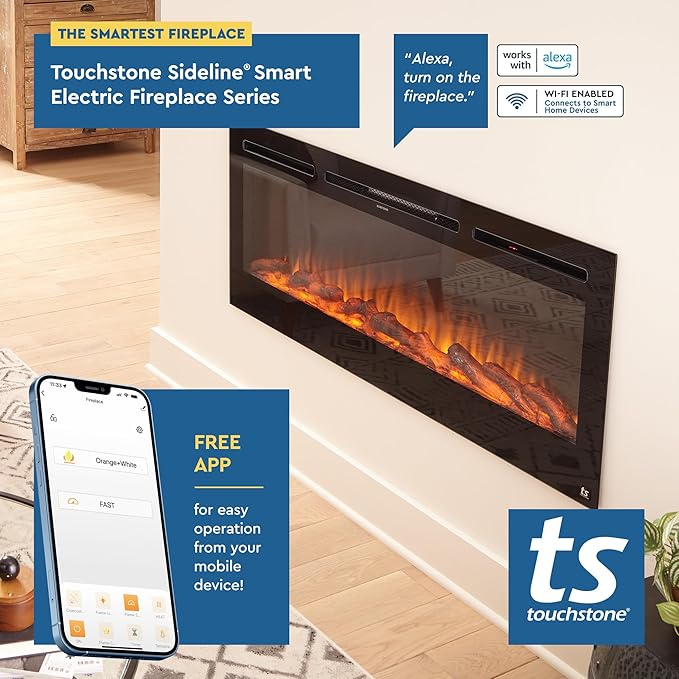 Touchstone Smart Electric Fireplace-The Sideline 50" Wide-in Wall Recessed - Image 7