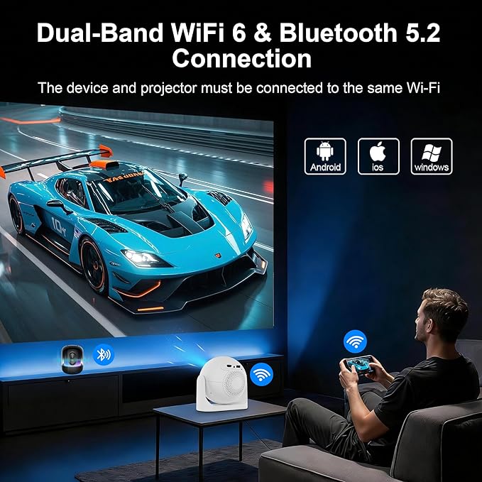 Mini Portable Projector with WiFi and Bluetooth, Built-in Apps Smart Projector - Image 6