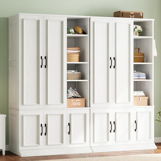 LIKIMIO Armoire Wardrobe Closet 70" H, 5 Doors Bedroom Wooden Wardrobe - Image 8