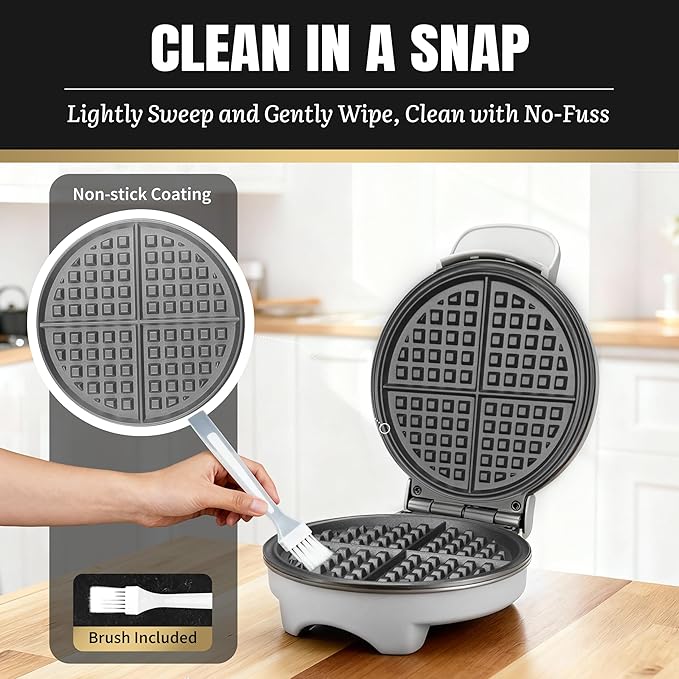 7 Inches Classic Waffle Maker Machine, Round Waffle Iron, Electric Waffle Maker - Image 5