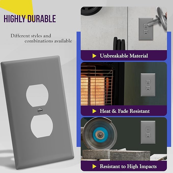 ENERLITES Duplex Receptacle Outlet Wall Plate, Jumbo Electrical Outlet Covers - Image 4