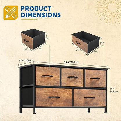 DWVO Dresser for Room with 5 Drawers - Image 3