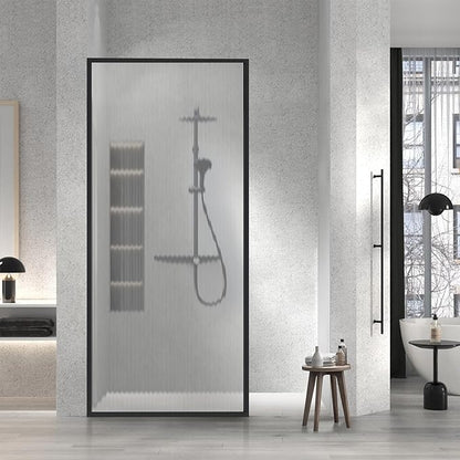 Shower Door 34" X 74" Clear Tempered Fluted Glass Framed Shower Screen Shower - Image 5