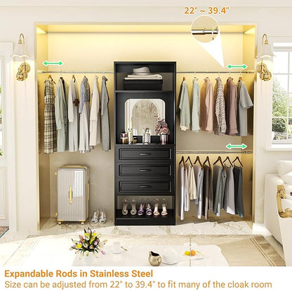 Unikito 8FT Closet System with Mirror, 96 Inch Walk in Closet Organizer Kit - Image 5