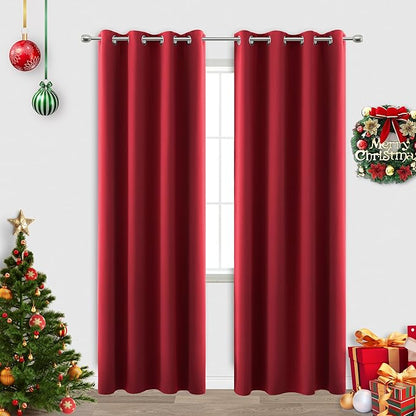 KOUFALL Red Curtains 2 Panels 90 Inches Long by KOUFALL